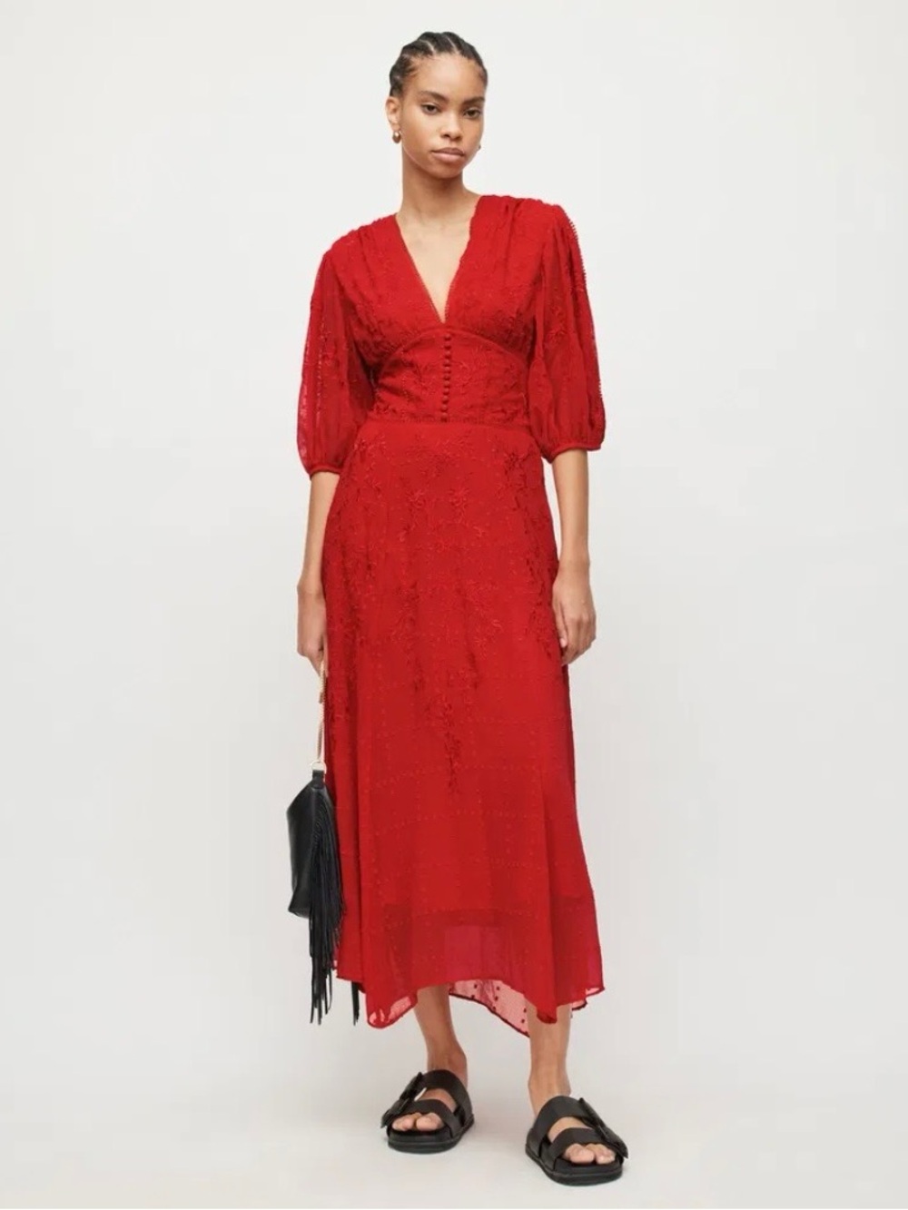 AllSaints Aspen Embroidered Maxi Dress  Sz 0
